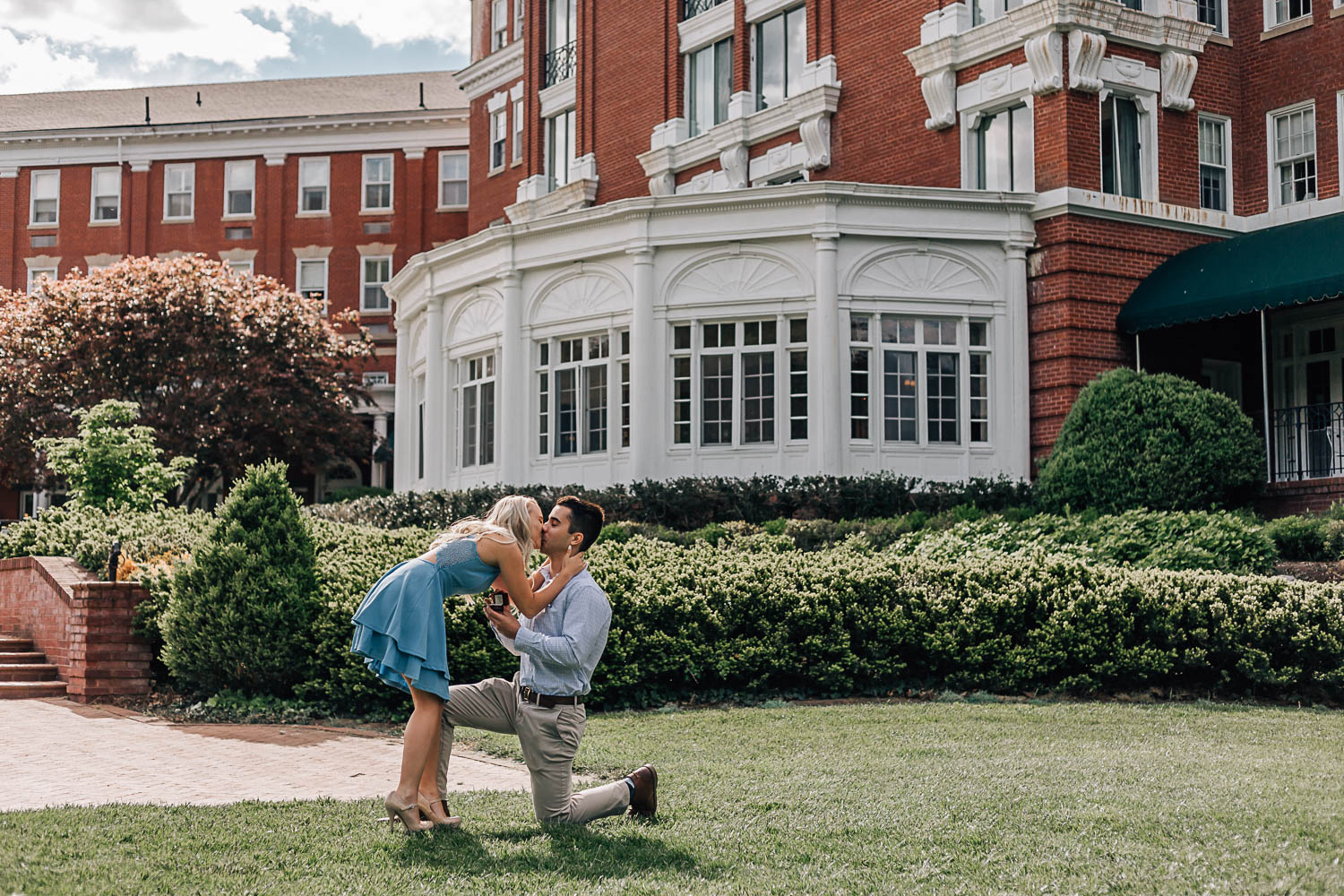 omni homestead resort photographers proposal nicole thomas photography couple kissing after getting engaged