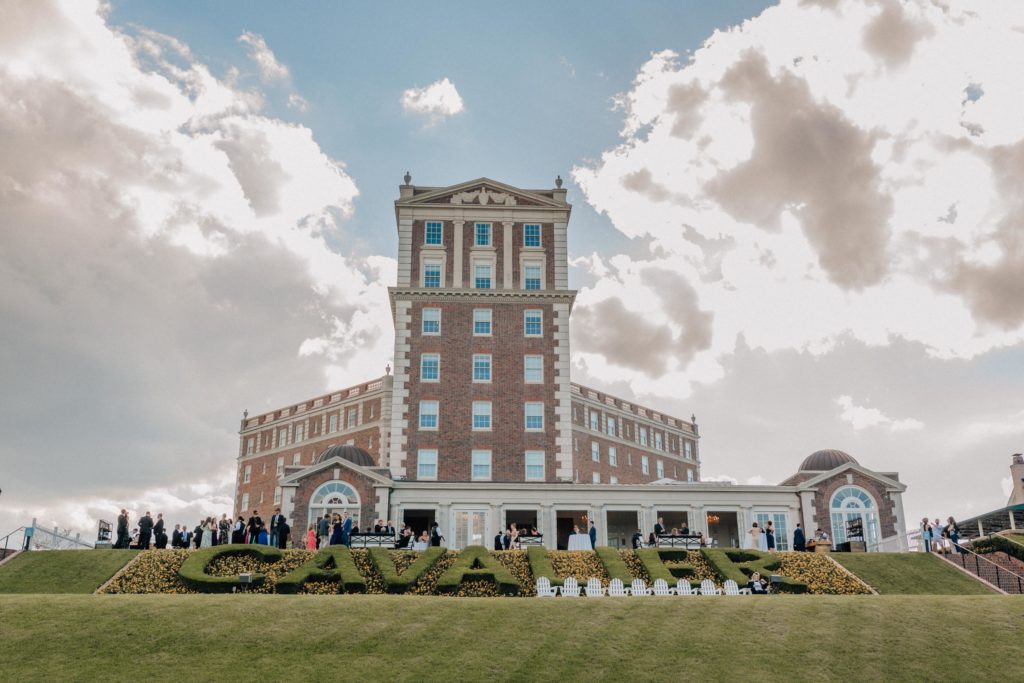 Stunning Virginia Wedding Venue The Cavalier Hotel cocktail party view on the lawn