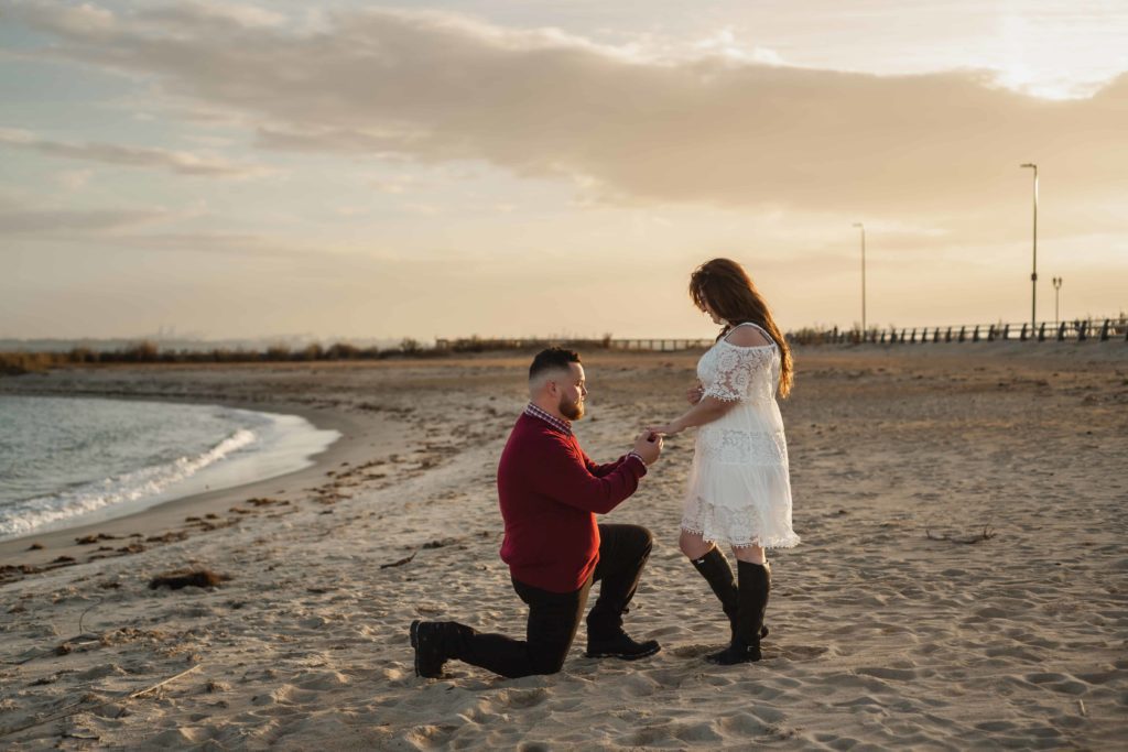 Propose in Virginia at Fort Monroe during sunset
